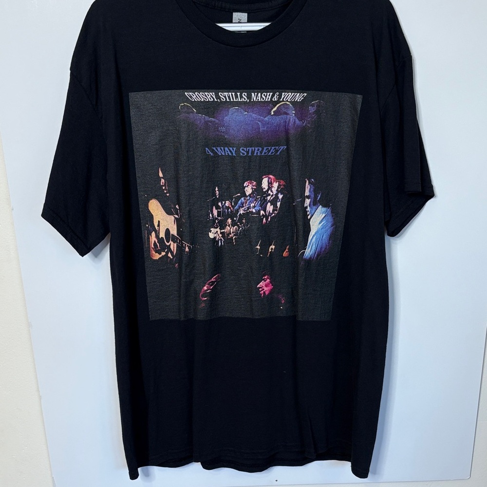 Crosby, Stills, Nash & Young 4 Way Street. Black Graphic Short Sleeve Tee